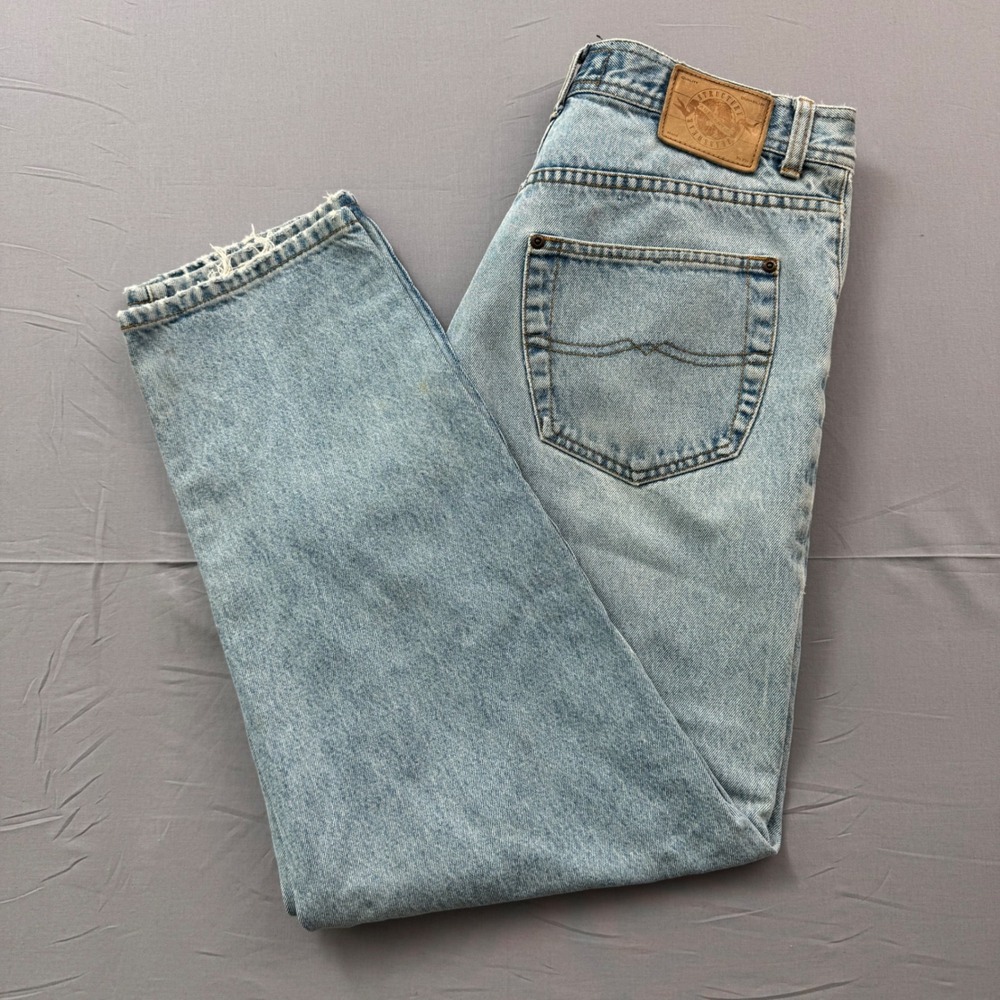 Vintage Structure Jeans Wear Mens 34 Light Wash Blue Denim Button Fly Straight